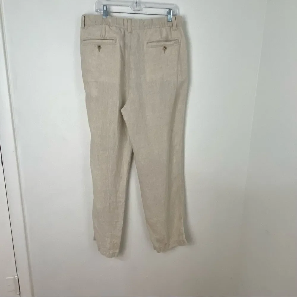 Caribbean Men’s 42 Cream Linen Chino‎ Trousers Relaxed Vacation Resort Cruise